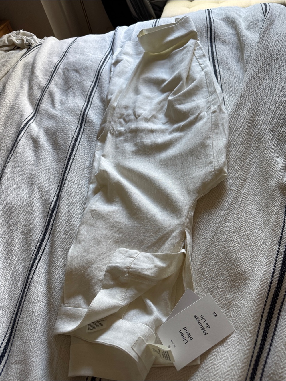 Cream H&M wide leg linen blend - Picture 4 of 6